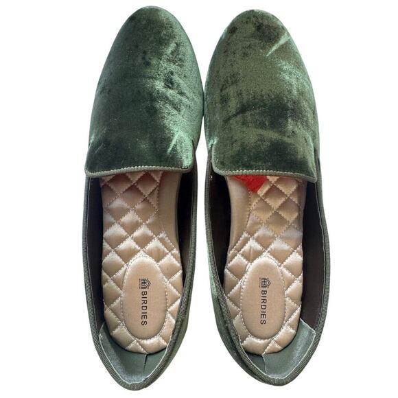 Birdies The Starling Loafers Velvet Semi Formal Flats In Moss Green Size 10 - Picture 9 of 12